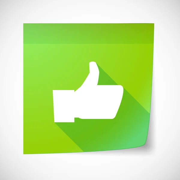 Sticky note icon with a thumb up hand — Stock Vector