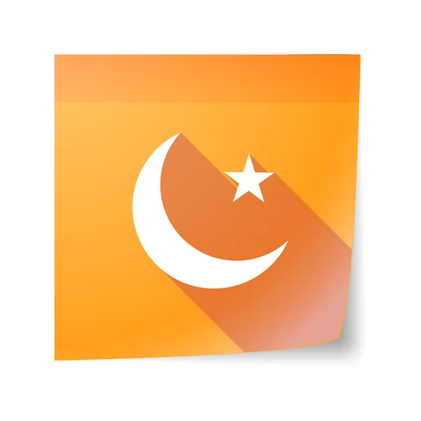 Icona di nota appiccicosa con un segno islamico — Vettoriale Stock
