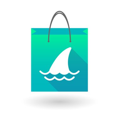 Köpekbalığı yüzgeci simgesiyle alışveriş çantası