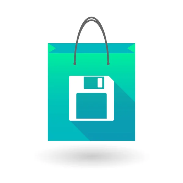 Shopping bag icon with a floppy — Stock Vector