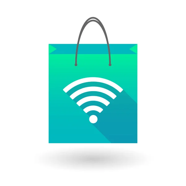 Shopping bag icon with a radio signal sign — Stock Vector
