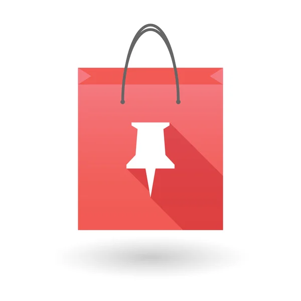 Bir iğneye simgesiyle kırmızı alışveriş çantası — Stok Vektör
