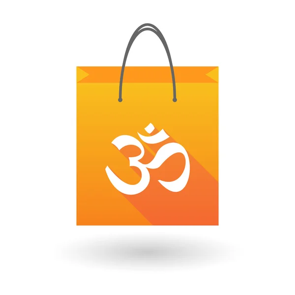 Orange shopping bag icon with an om sign — Stock Vector