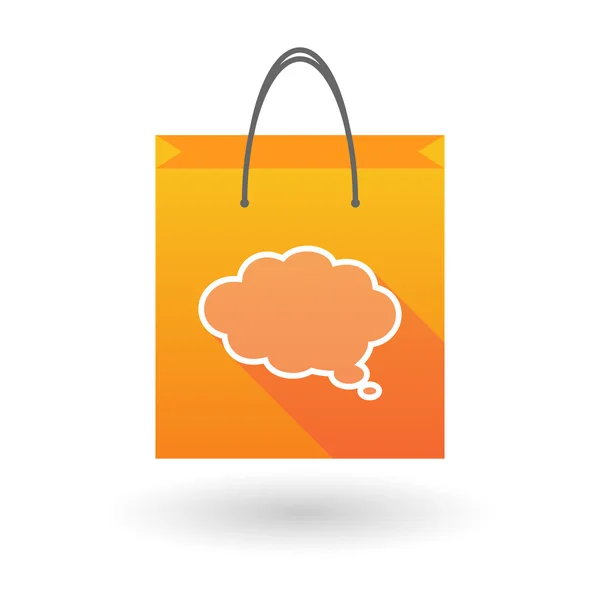 Icono de bolsa de compras naranja con un globo cómico en la nube — Vector de stock