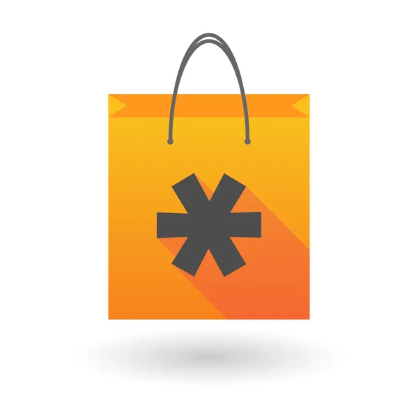 Orange shopping bag icon with an asterisk — Stock Vector