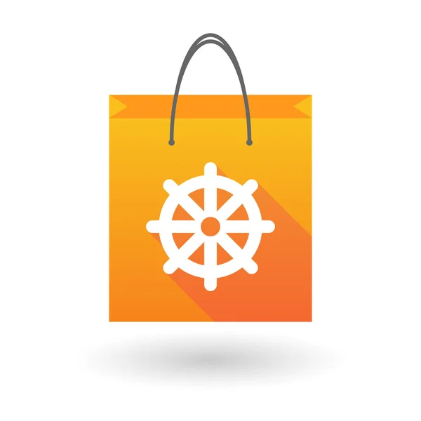 Ikona oranžový nákupní tašku s označením dharma čakra — Stockový vektor