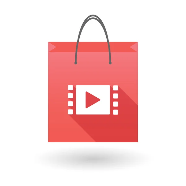 Czerwona torba na zakupy ikona ze znakiem multimedialnych — Wektor stockowy