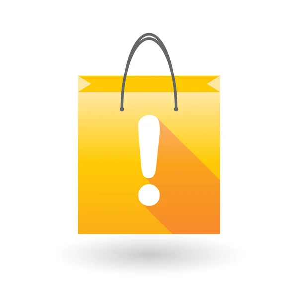 Yellow shopping bag icon with an exclamation sign — Stock Vector