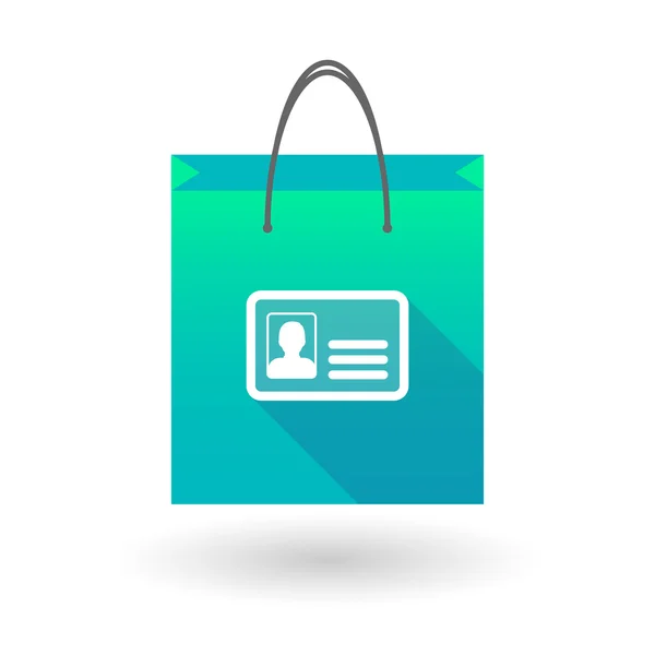 Ikona modré nákupní tašku s id kartou — Stockový vektor