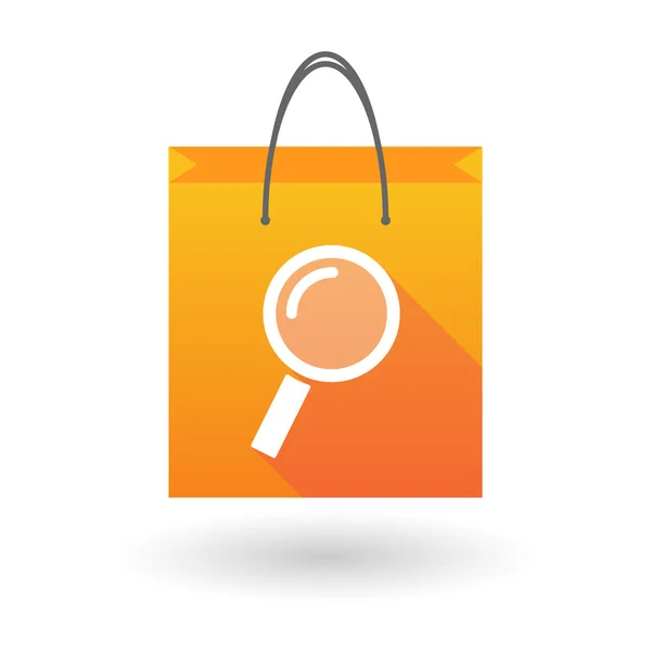 Orange shopping bag icon with a magnifier — Stock Vector