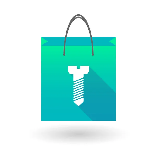 Icono azul bolsa de compras con un tornillo — Vector de stock