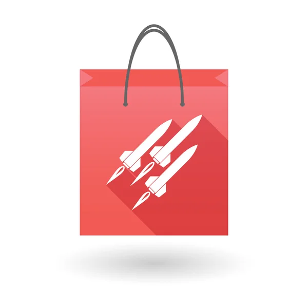 Red shopping bag icon with missiles — Stock Vector