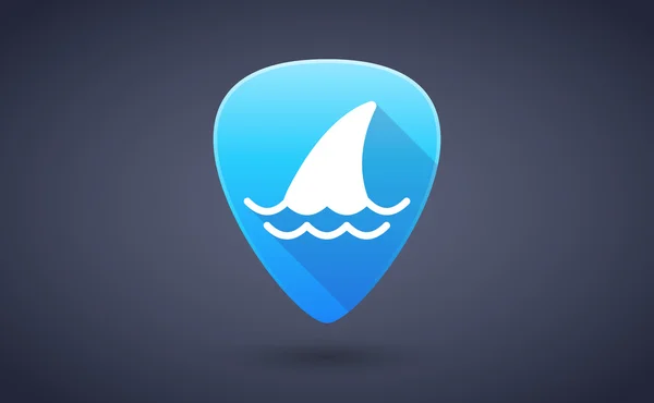 Blue guitar pick icon with a shark fin — Stock Vector