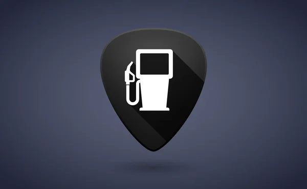 Black guitar pick icon with a gas station sign — Stock Vector