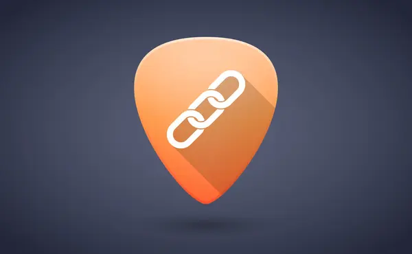 Orange guitar pick icon with a chain — Stock Vector