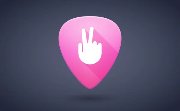 Icono de selección de guitarra rosa con una mano de victoria — Vector de stock