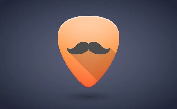 Orange guitar pick icon with a moustache — Stock Vector