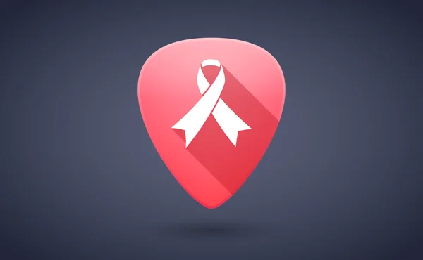 Red guitar pick icon with a social awareness ribbon — Stock Vector