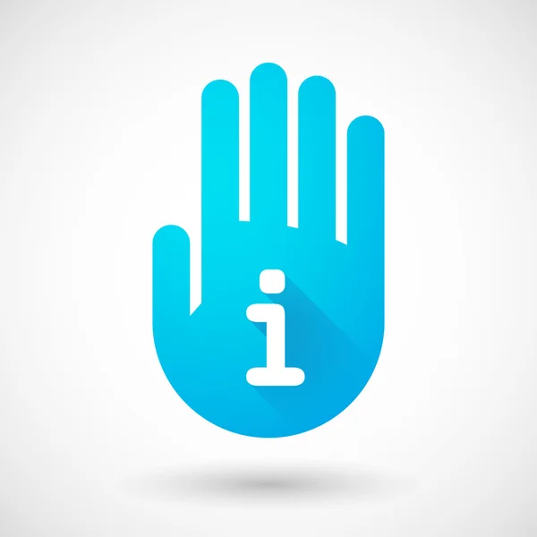 Blue hand icon with an info sign — Stock Vector