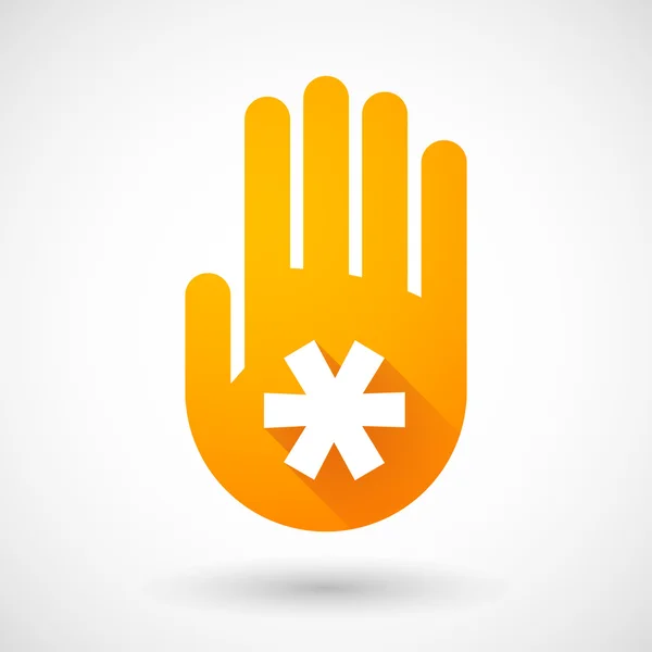 Orange hand icon with an asterisk — Stock Vector