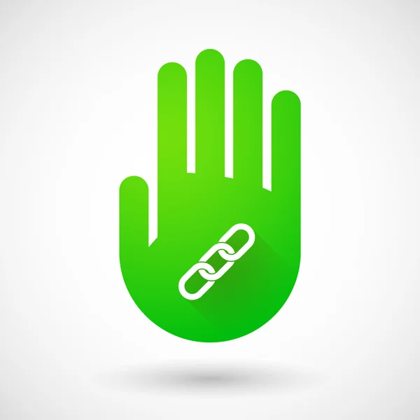 Green hand icon with a chain — Stock Vector