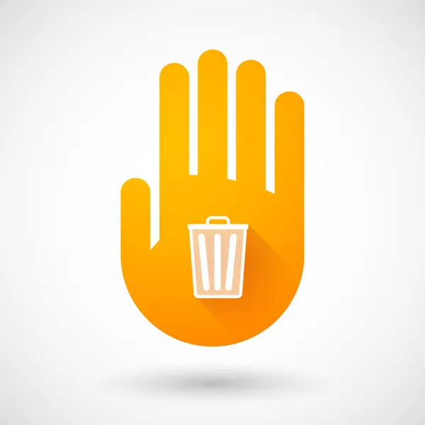 Orange hand icon with a trash can — Stock Vector