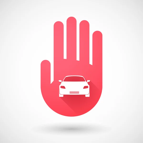 Red hand icon with a car — Stock Vector