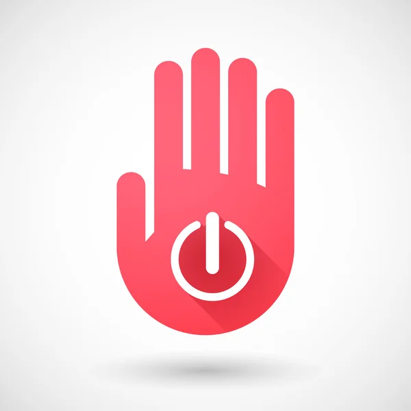 Red hand icon with an off button — Stock Vector