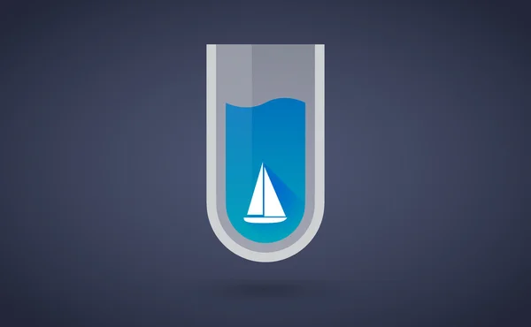 Icône de tube à essai chimique bleu avec un navire — Image vectorielle