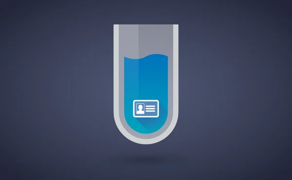 Icône de tube à essai chimique bleu avec une carte d'identité — Image vectorielle