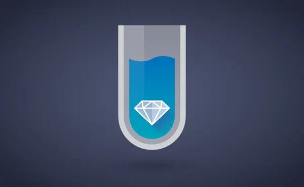 Icône de tube à essai chimique bleu avec un diamant — Image vectorielle