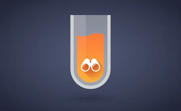 Icône de tube à essai chimique orange avec jumelles — Image vectorielle