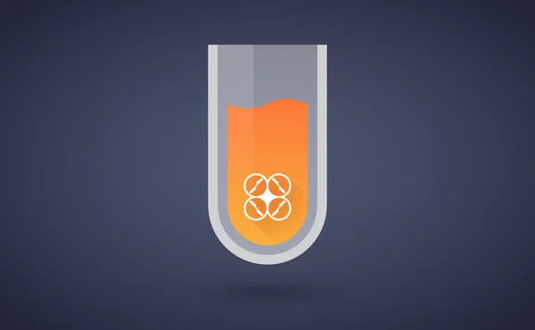 Orange chemical test tube icon with a drone — 图库矢量图片