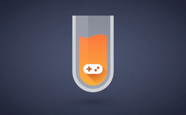 Icône de tube à essai chimique orange avec un pad de jeu — Image vectorielle