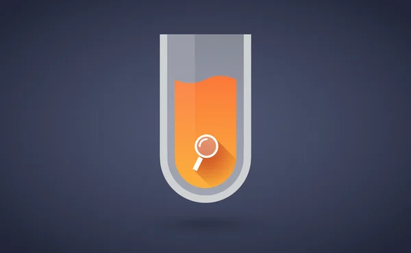 Icône de tube à essai chimique orange avec loupe — Image vectorielle