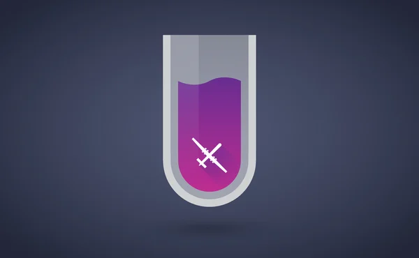 Icône de tube à essai chimique violet avec drone de guerre — Image vectorielle