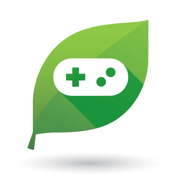 Icône feuille verte avec un pad de jeu — Image vectorielle