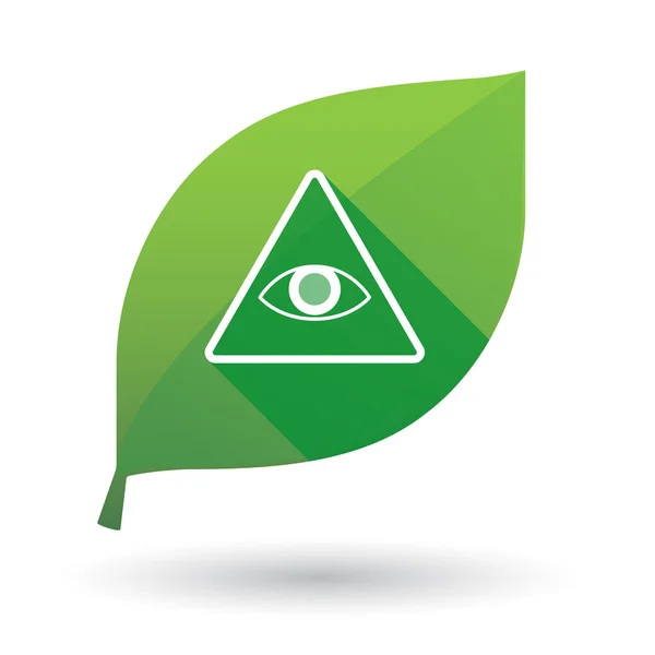Icono de hoja verde con un ojo que todo lo ve — Archivo Imágenes Vectoriales