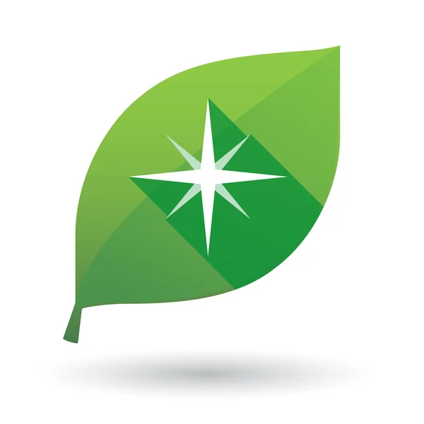 Icona foglia verde con una stella — Vettoriale Stock