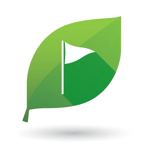 Значок зеленого листа с флагом для гольфа — стоковый вектор