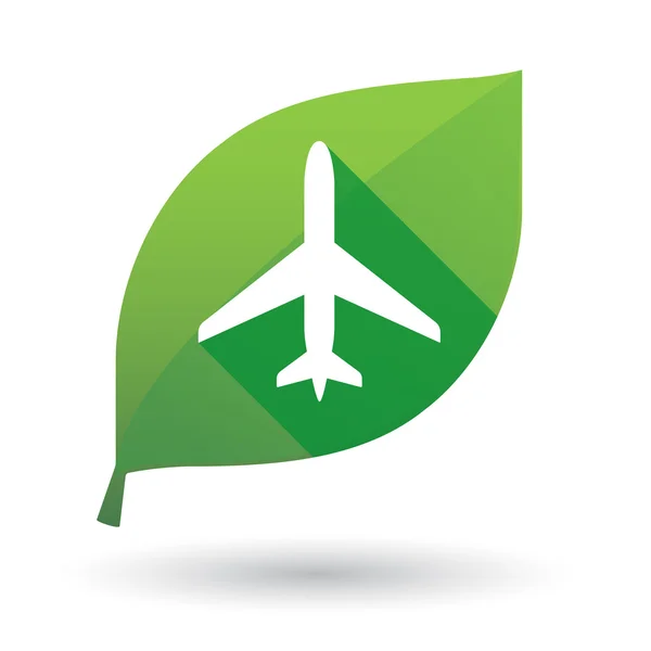 Yaprak yeşil simge bir uçakla — Stok Vektör