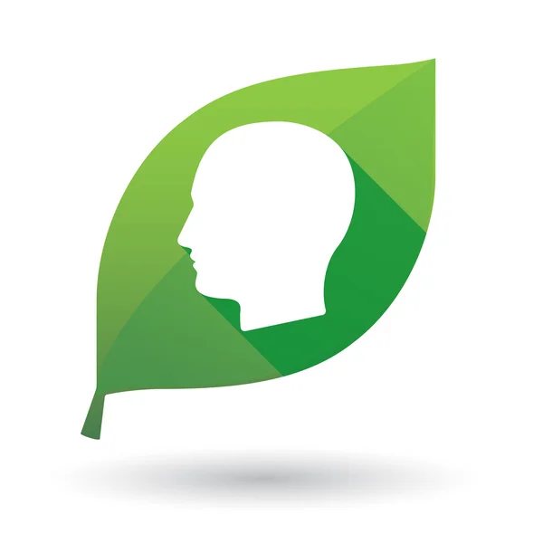 男性の頭と緑の葉のアイコン — ストックベクタ