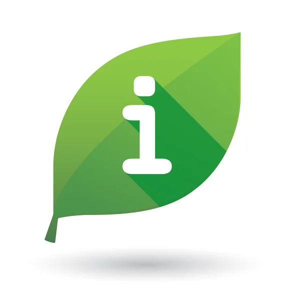 Groene blad pictogram met een info-teken — Stockvector