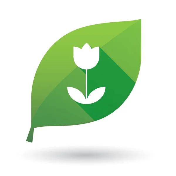 Green leaf icon with a tulip — Stock Vector