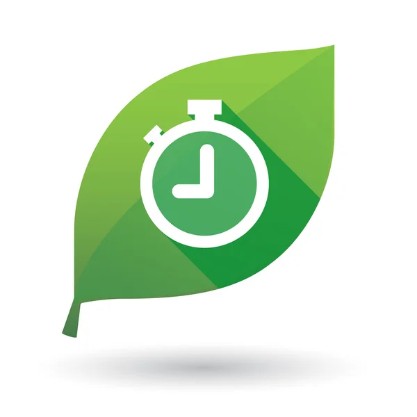 Groene blad pictogram met een timer — Stockvector