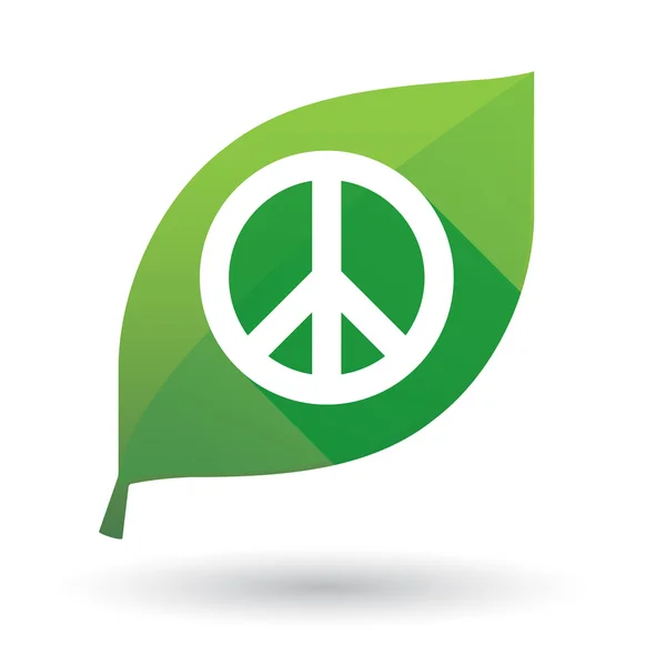 Icône feuille verte avec un signe de paix — Image vectorielle