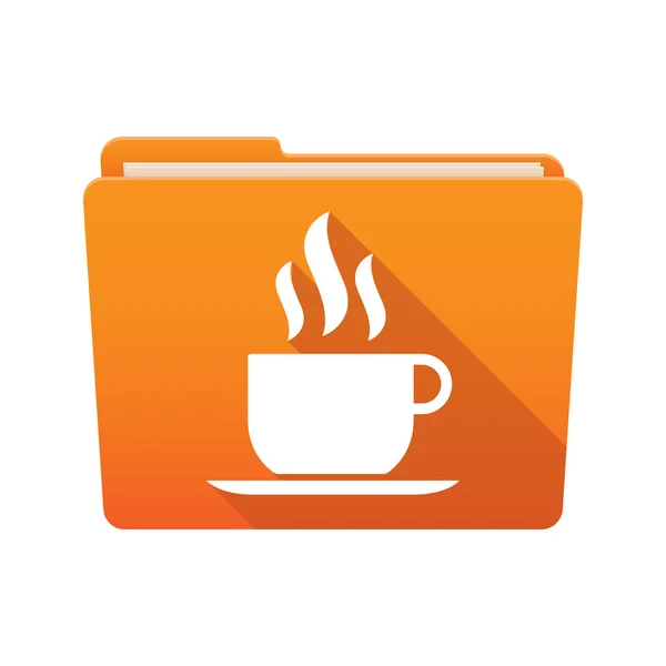 Icono de carpeta con una taza de café — Vector de stock