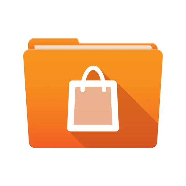 Icono de carpeta con una bolsa de compras — Vector de stock