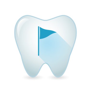 Bir golf bayrak ile diş simgesi