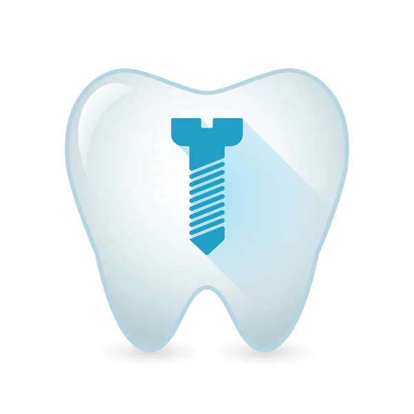 Tand pictogram met een schroef — Stockvector